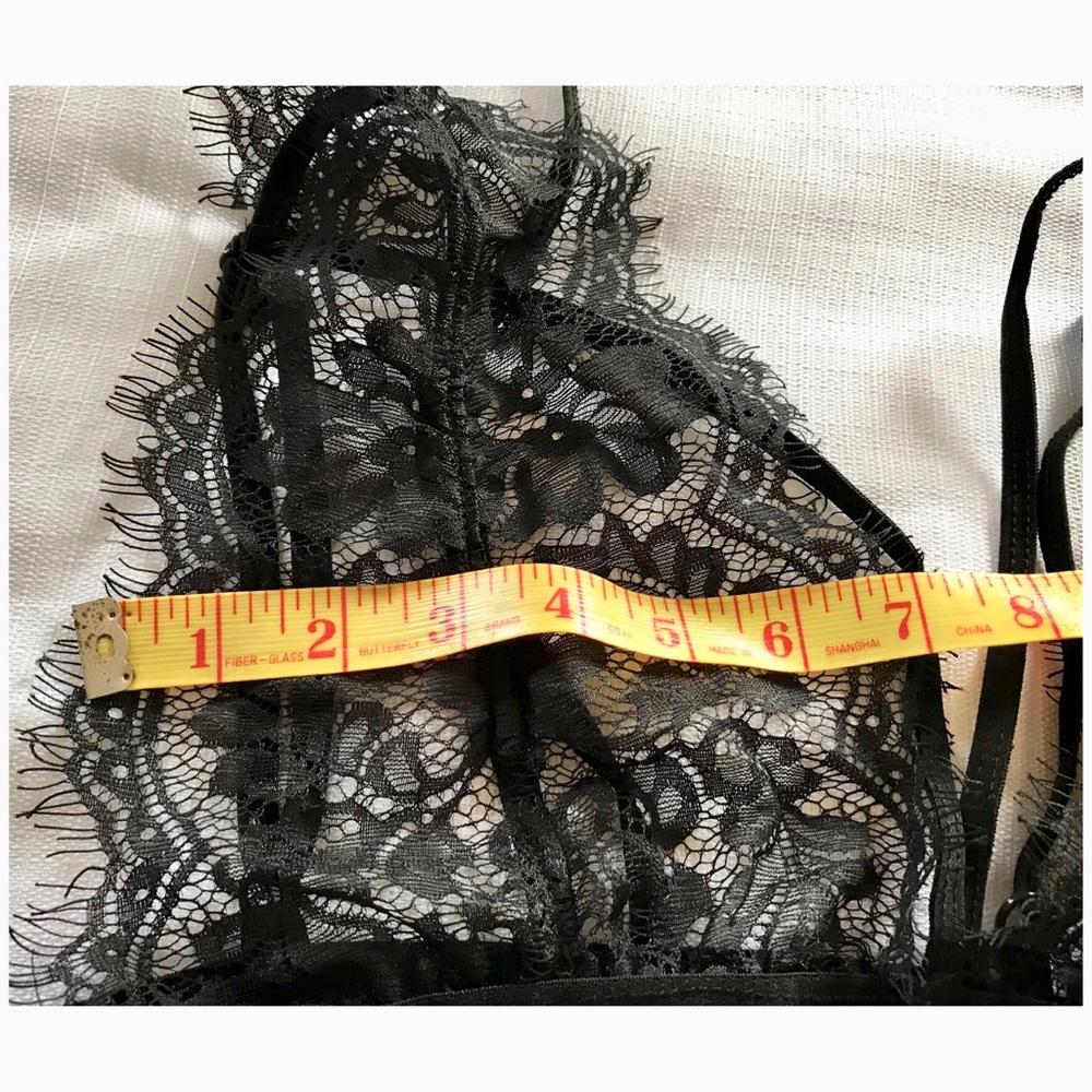 ❤️SOLD❤️BLACK FLORAL SHEER LACE BRALETTE LINGERIE - Picture 8 of 8